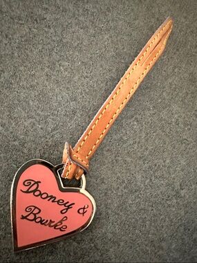 Dooney & Bourke Pink Heart Bag Charm with Tan Leather Strap